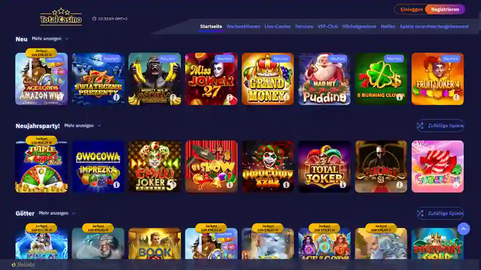 Total casino DE main page